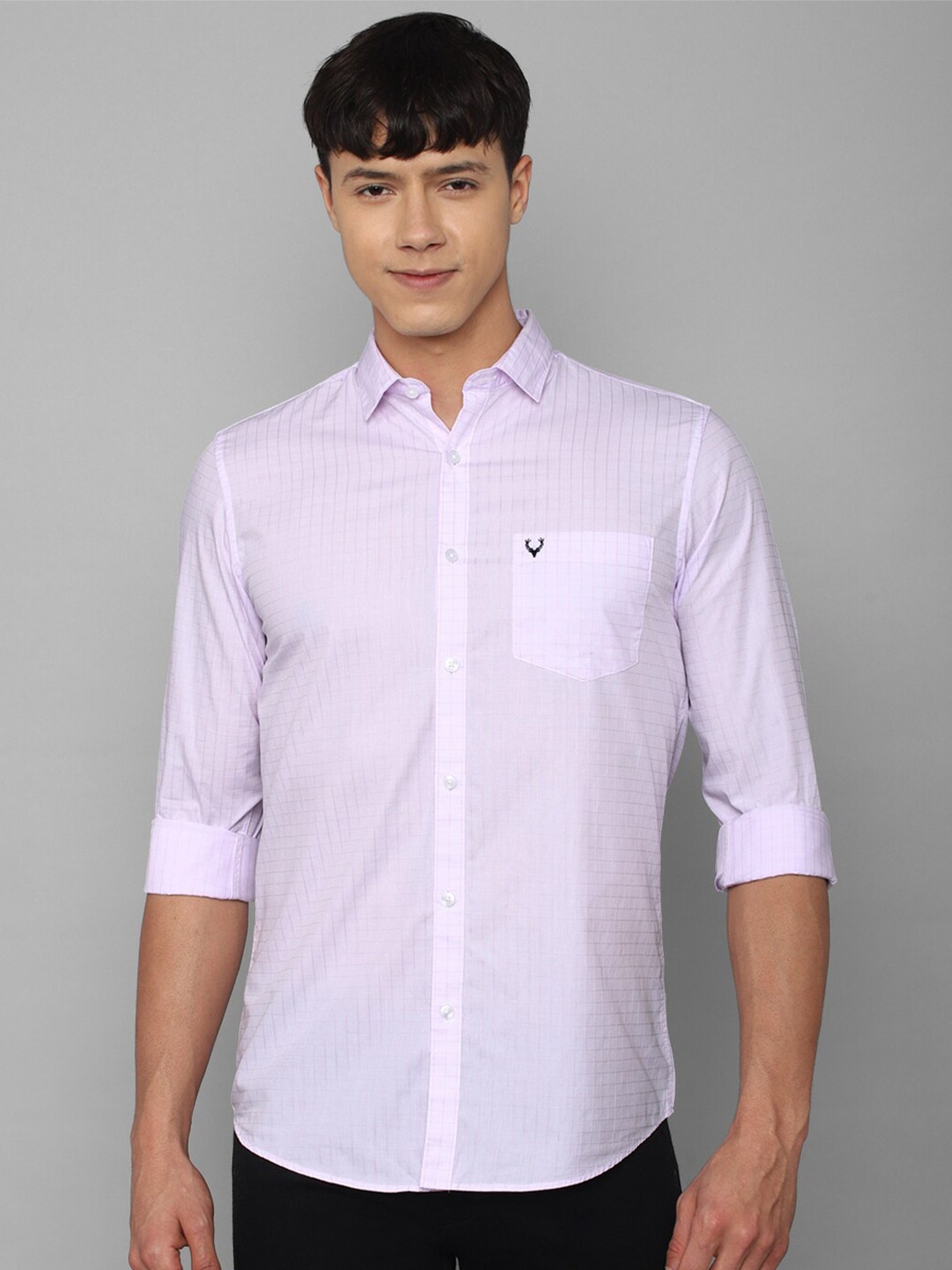 

Allen Solly Men Slim Fit Checked Cotton Casual Shirt, Lavender