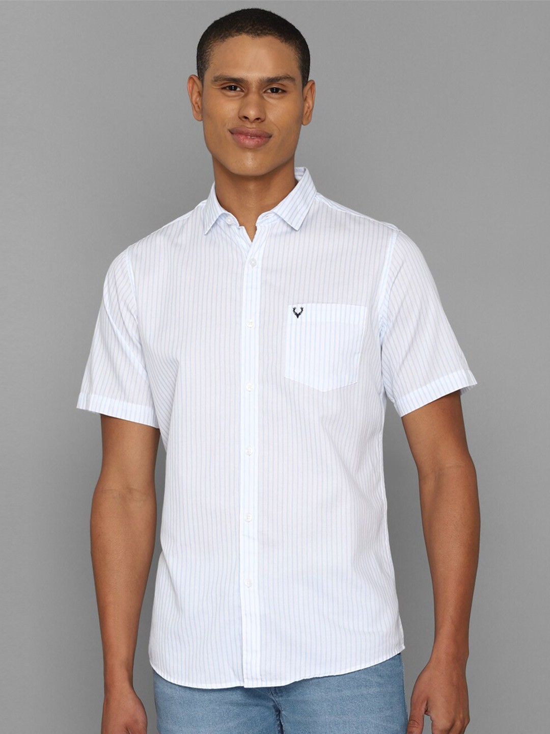

Allen Solly Men Slim Fit Striped Casual Cotton Shirt, White