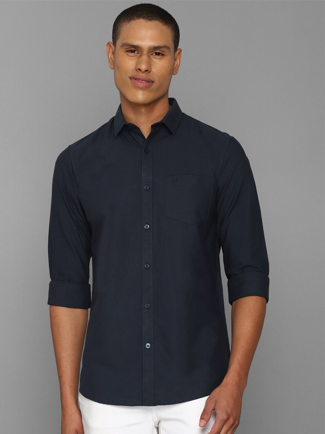 

Allen Solly Men Slim Fit Casual Pure Cotton Shirt, Navy blue