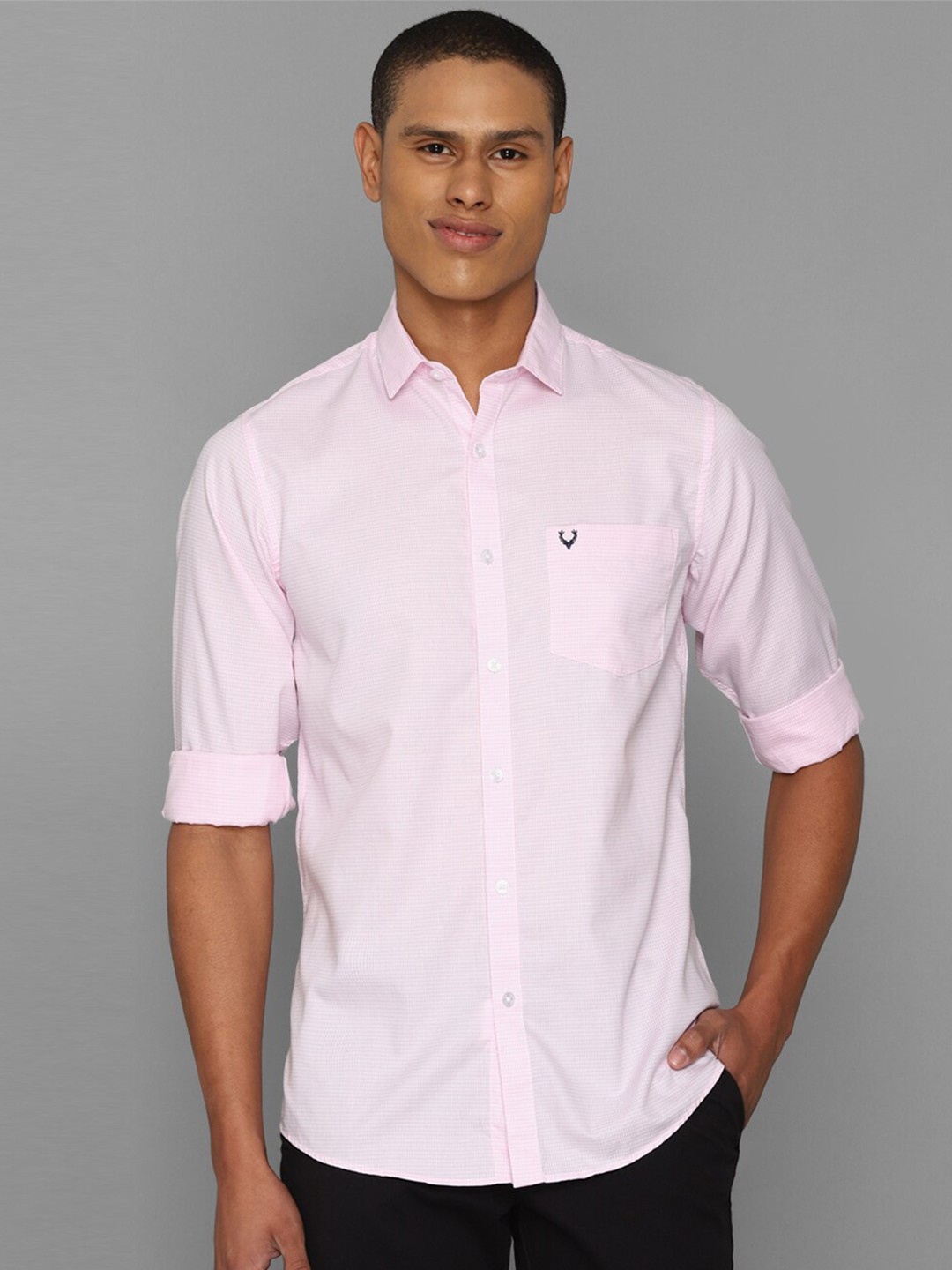 

Allen Solly Slim Fit Micro Checks Casual Pure Cotton Shirt, Pink