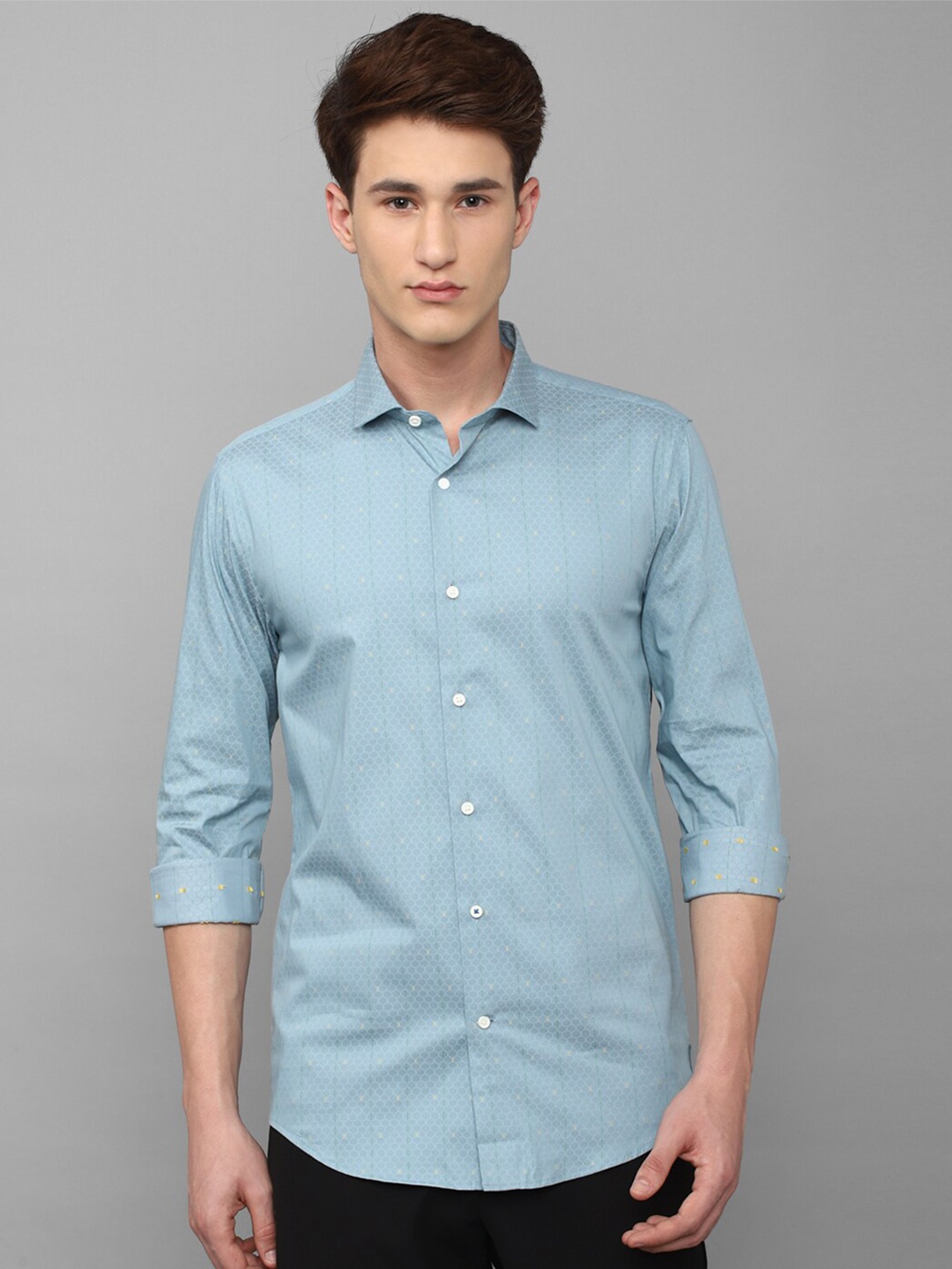 

Louis Philippe Sport Men Cotton Slim Fit Grid Tattersall Checked Casual Shirt, Blue