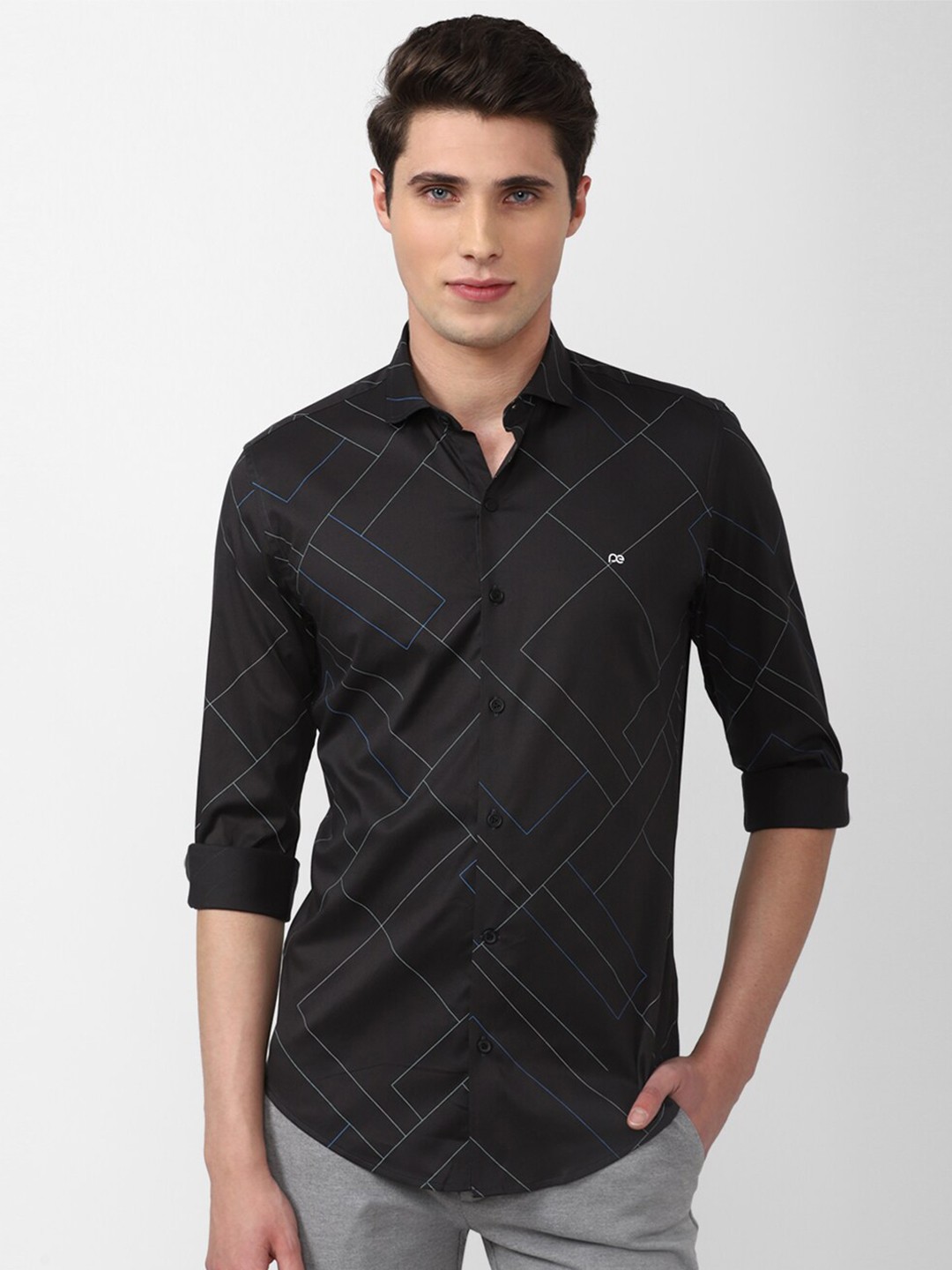 

Peter England Men Slim Fit Printed Casual Shirt, Black
