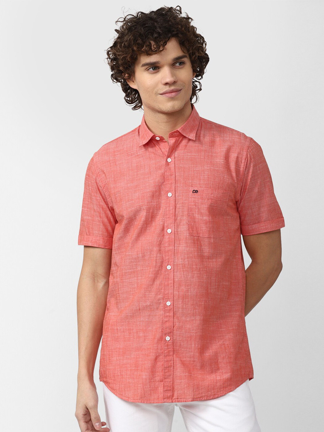 

Peter England Casuals Men Cotton Slim Fit Casual Shirt, Pink