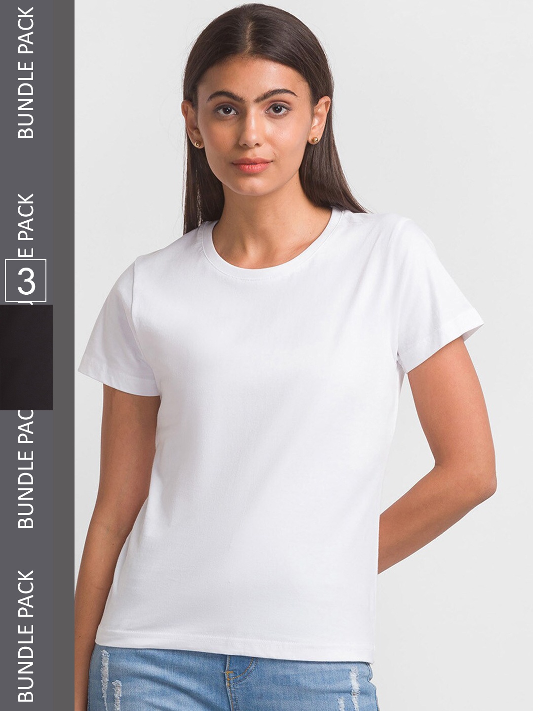 

FashionRack Women Pack Of 3 Cotton Lounge T-Shirt, Black