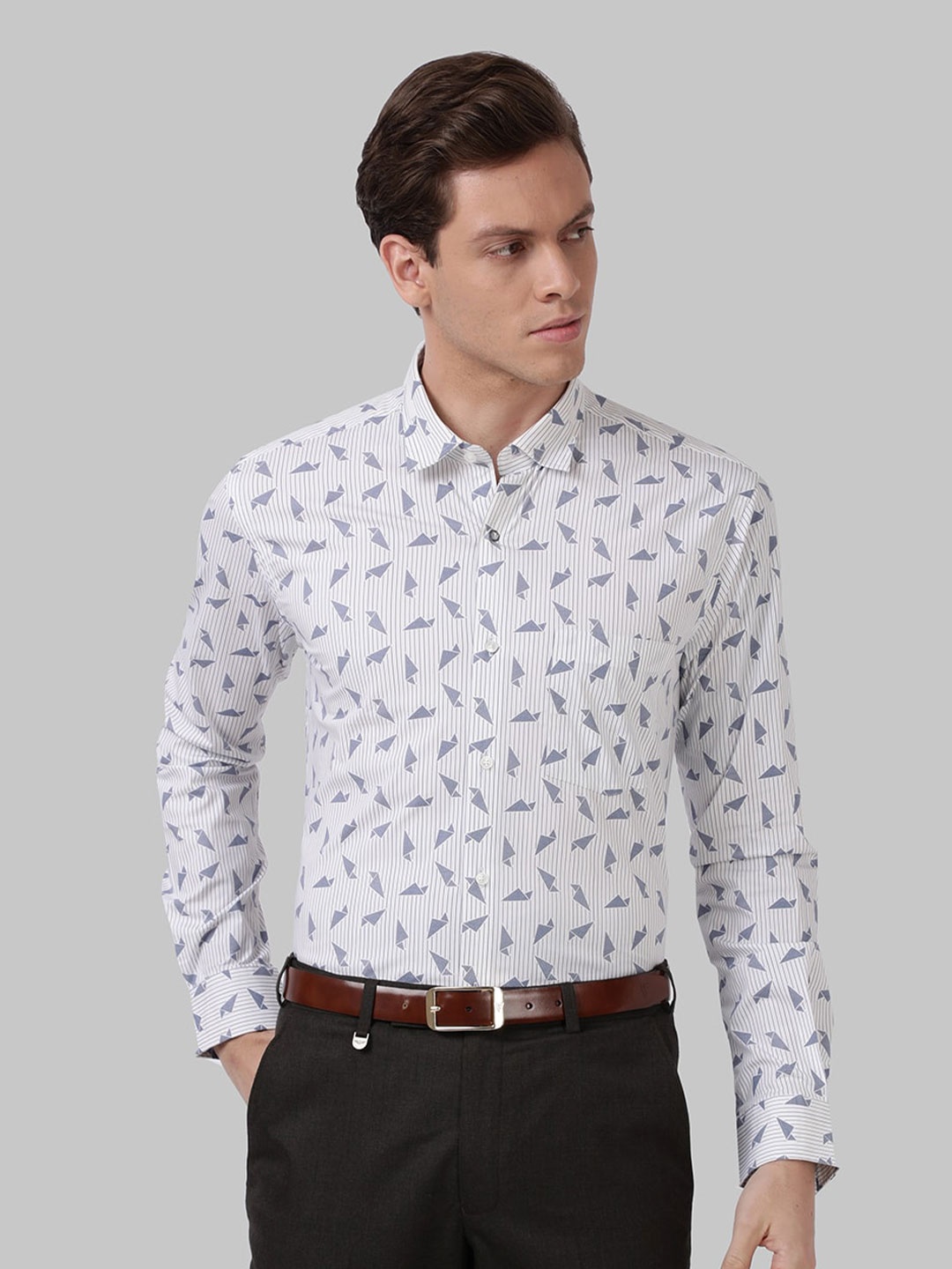 

Park Avenue Men Cotton Slim Fit Printed Formal Shirt, Blue