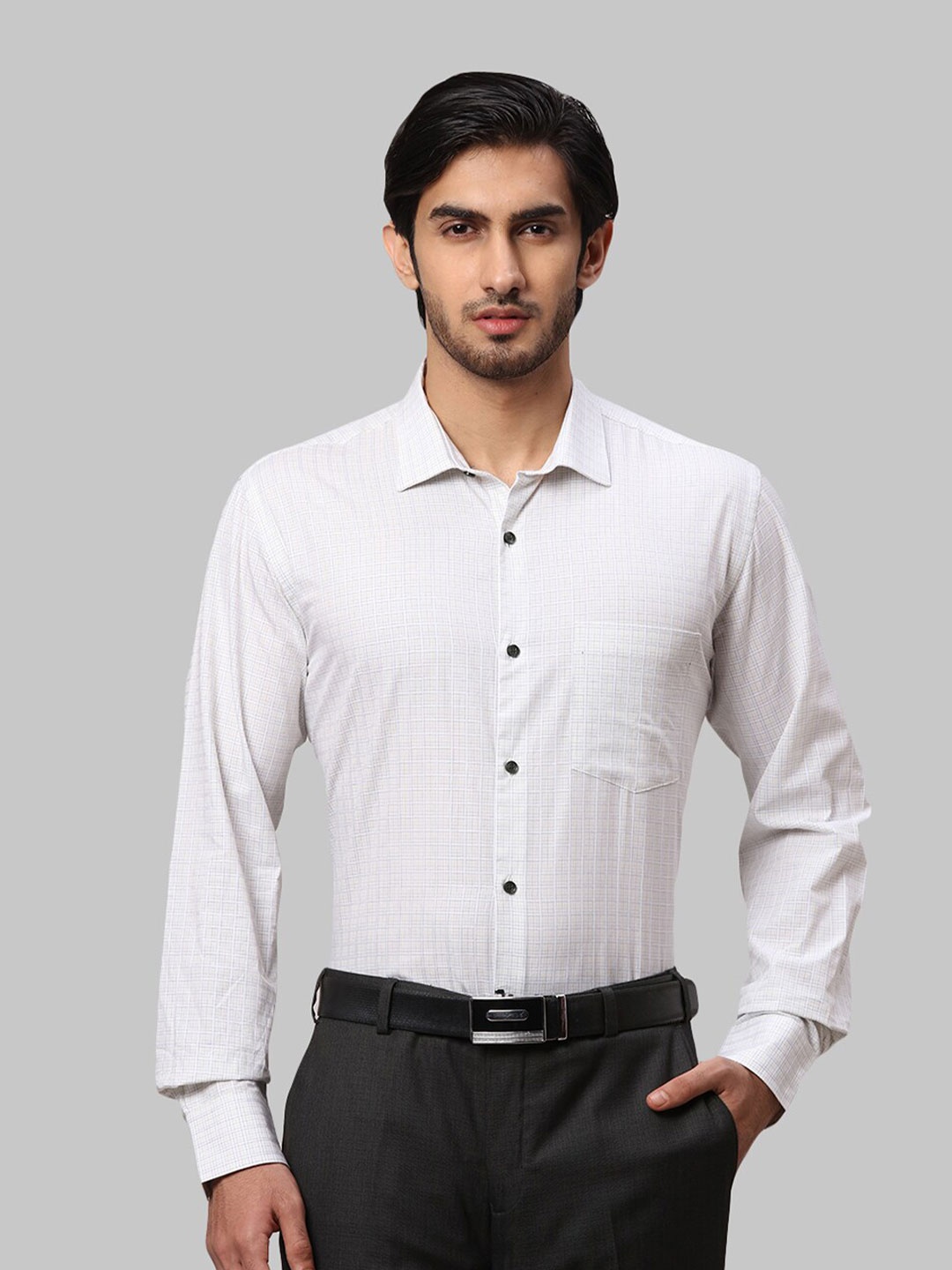 

Park Avenue Men Cotton Slim Fit Striped Formal Shirt, Grey