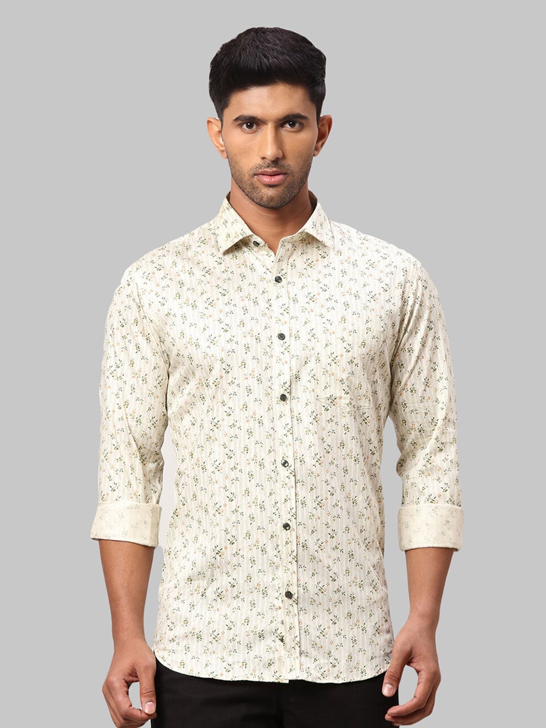 

Park Avenue Slim Fit Floral Printed Cotton Casual Shirt, Yellow