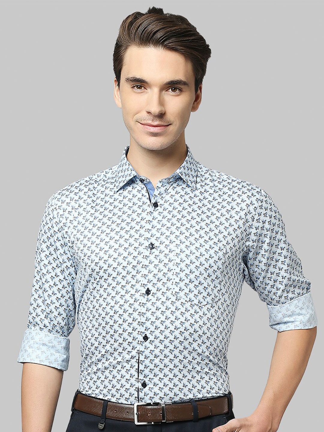 

Park Avenue Slim Fit Floral Printed Cotton Casual Shirt, Blue