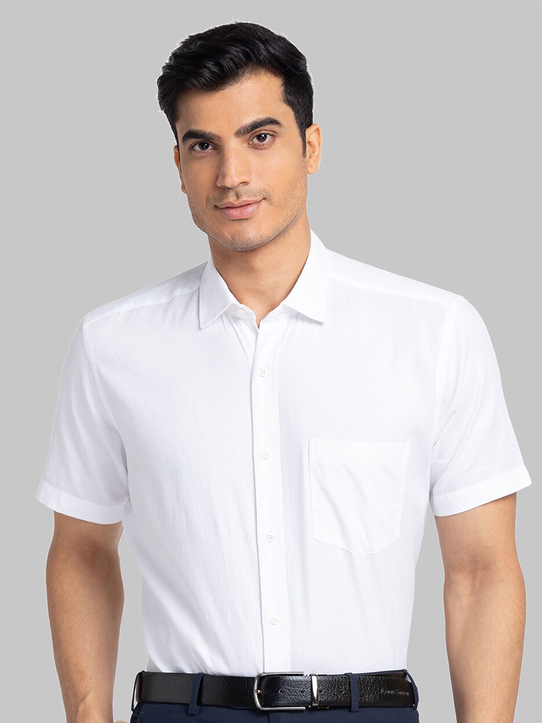 

Park Avenue Men Striped Cotton Formal Shirt, White