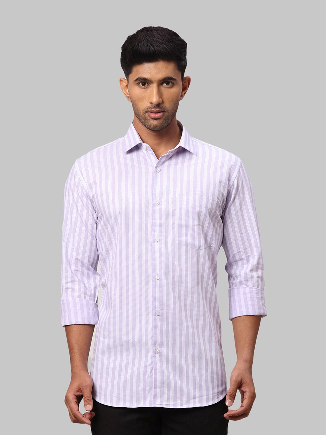 

Park Avenue Slim Fit Striped Cotton Casual Shirt, Purple