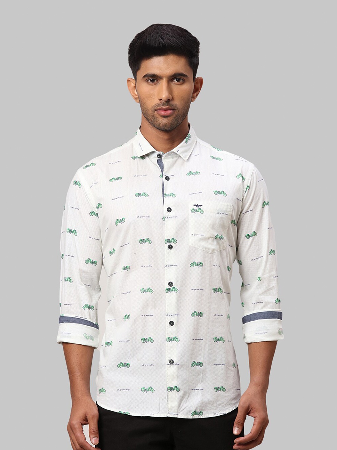 

Park Avenue Slim Fit Printed Cotton Casual Shirt, White