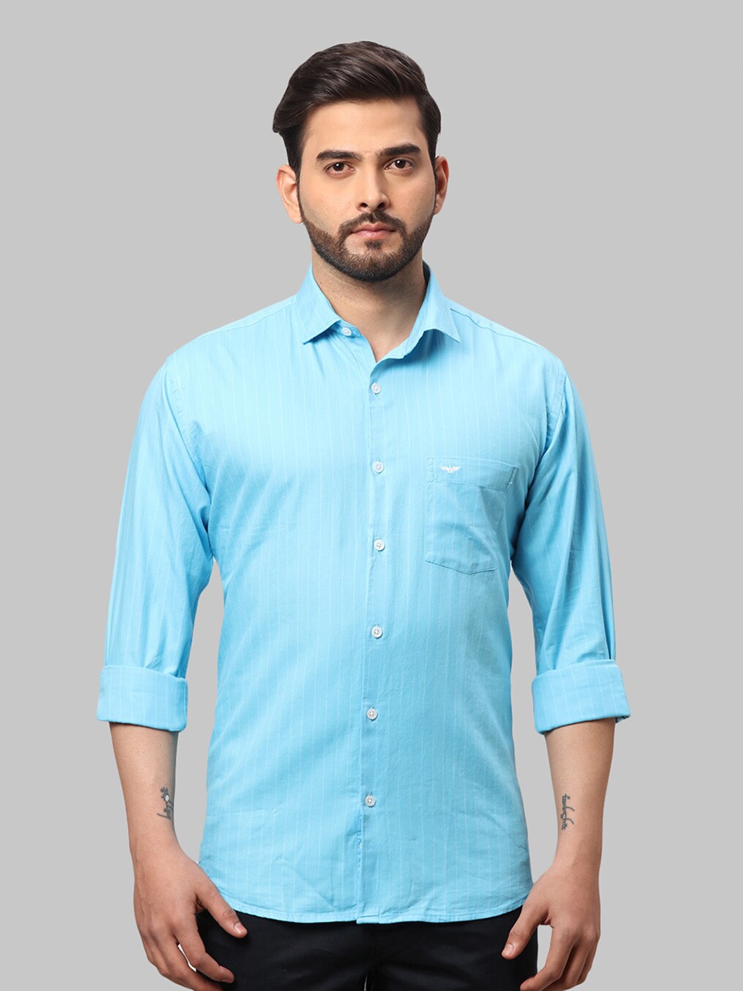 

Park Avenue Slim Fit Striped Cotton Casual Shirt, Blue