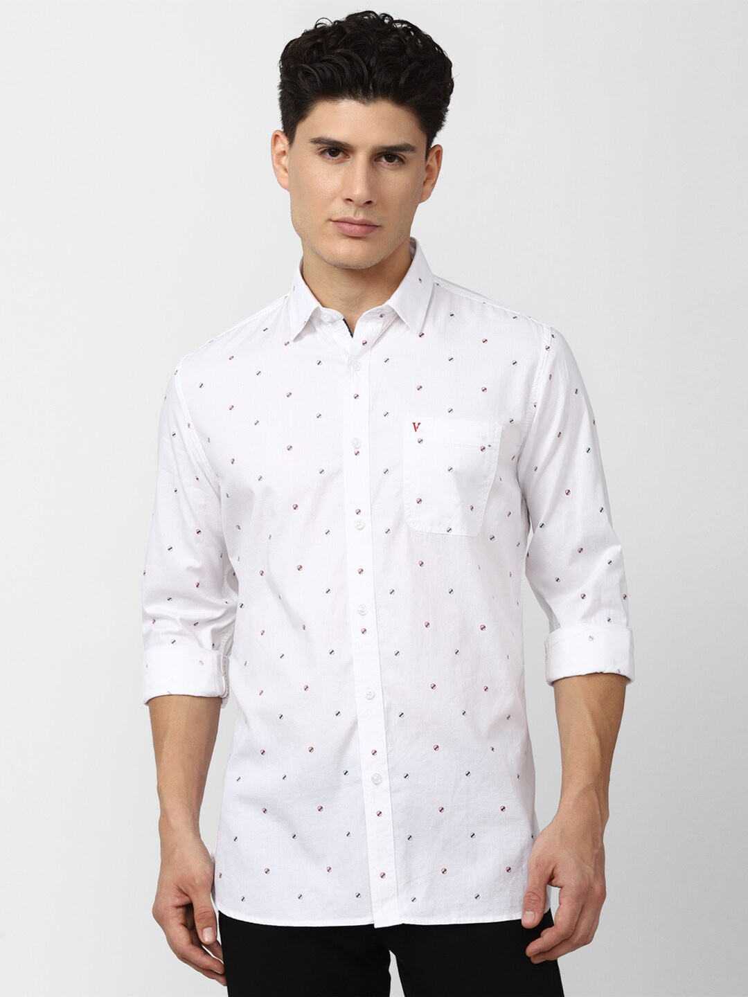 

Van Heusen Sport Men Comfort Slim Fit Printed Cotton Casual Shirt, White