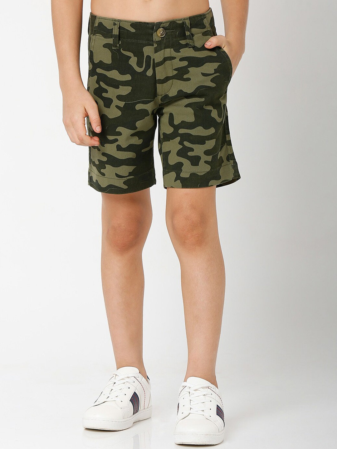 

GAS Boys Camouflage Printed Slim Fit Shorts, Green