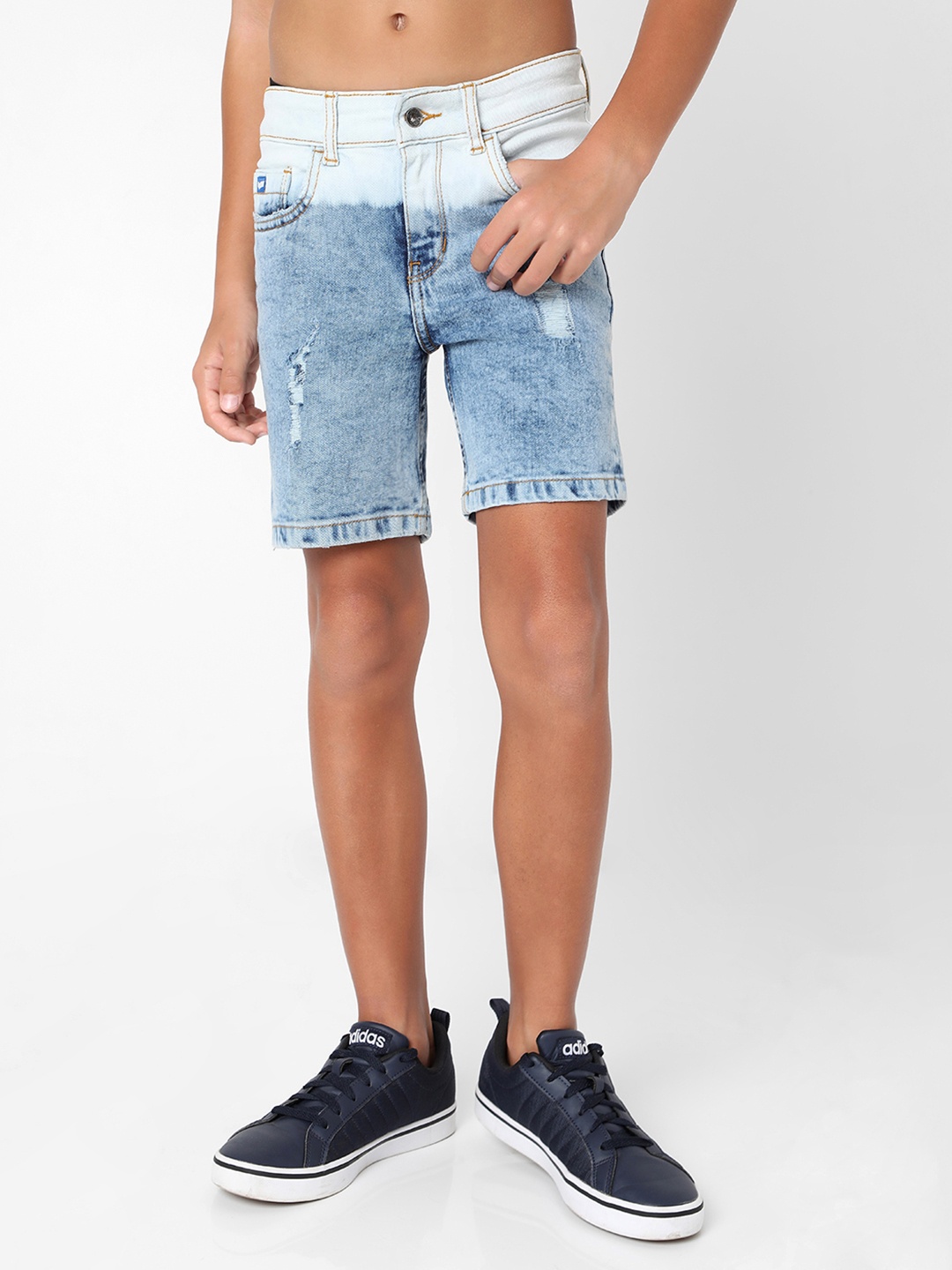 

GAS Boys Washed Slim Fit Denim Shorts, Blue