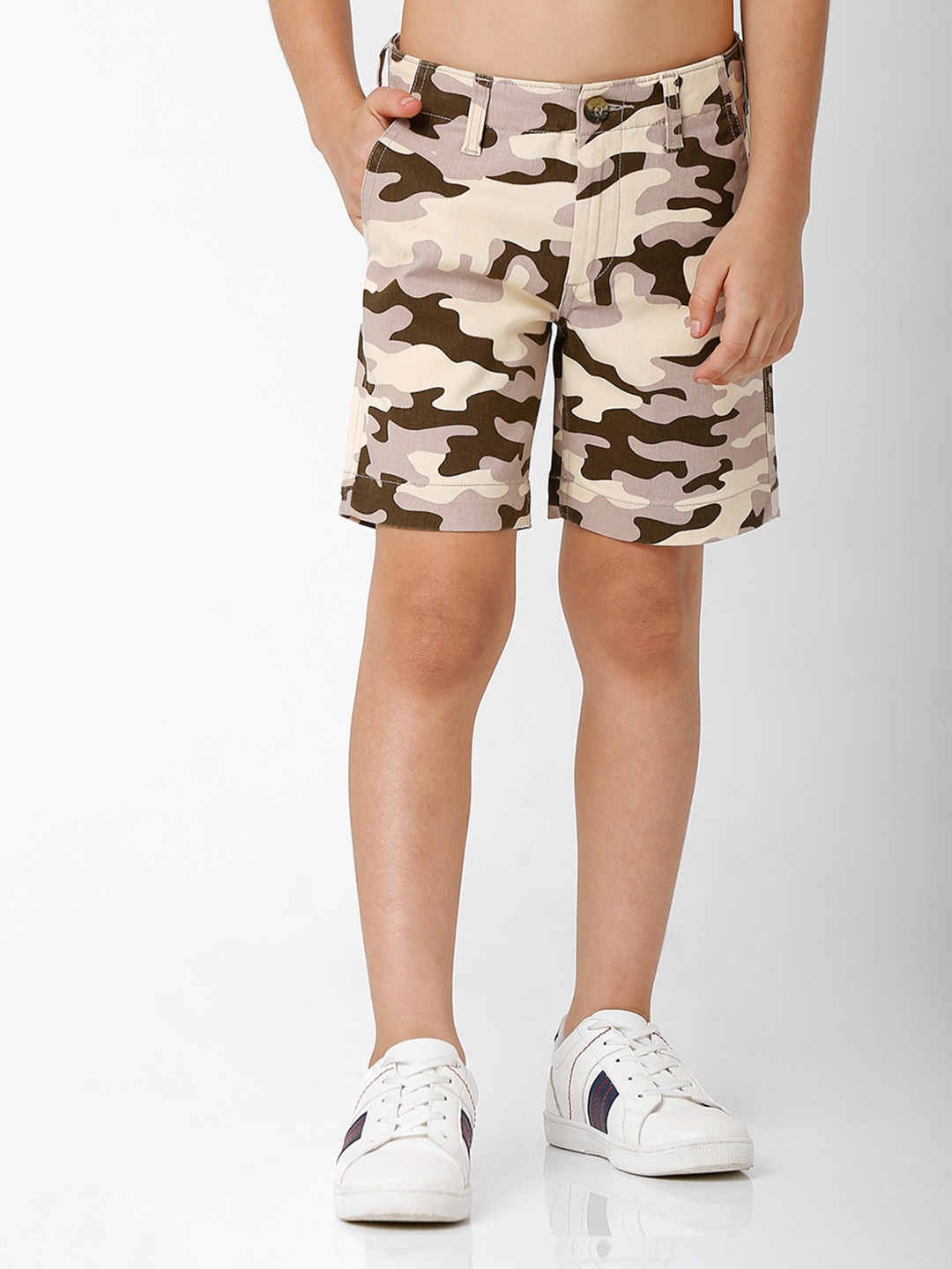 

GAS Boys Camouflage Printed Slim Fit Shorts, Cream