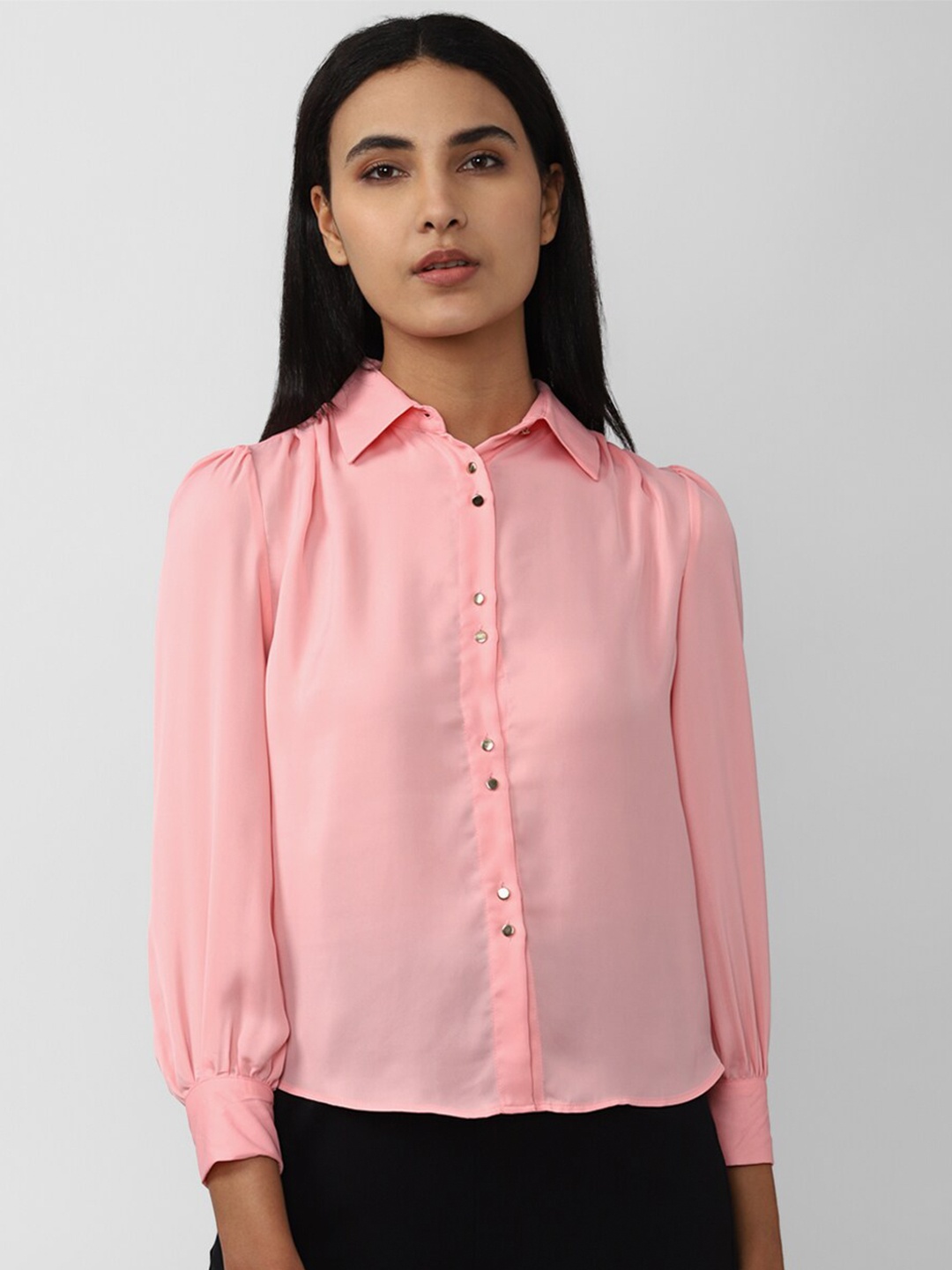 

Van Heusen Puff Sleeve Spread Collar Shirt, Pink