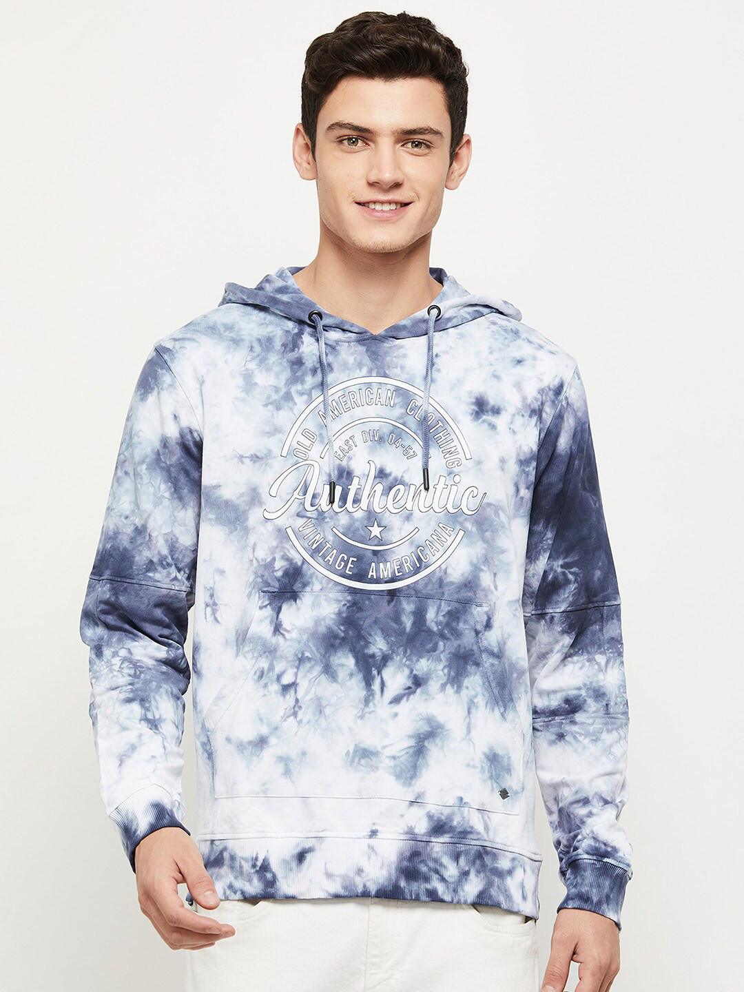 

max Men Printed Cotton Hooded Sweatshirt, Black