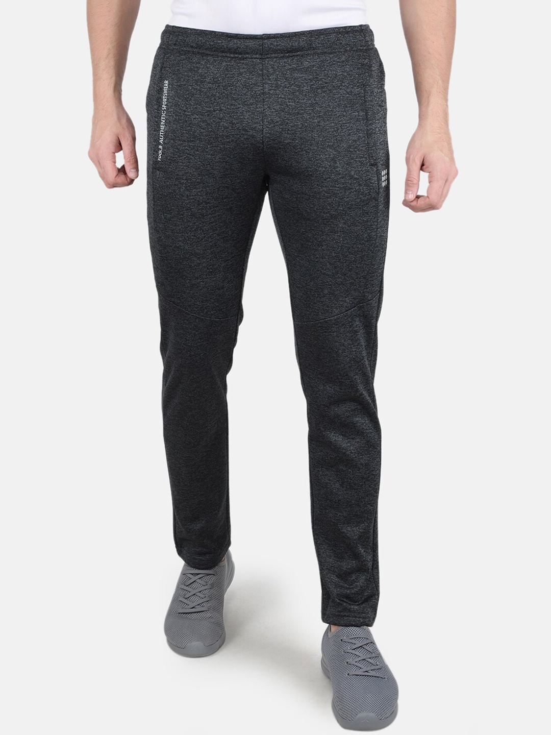 

rock.it Men Regular-Fit Cotton Track Pants, Charcoal