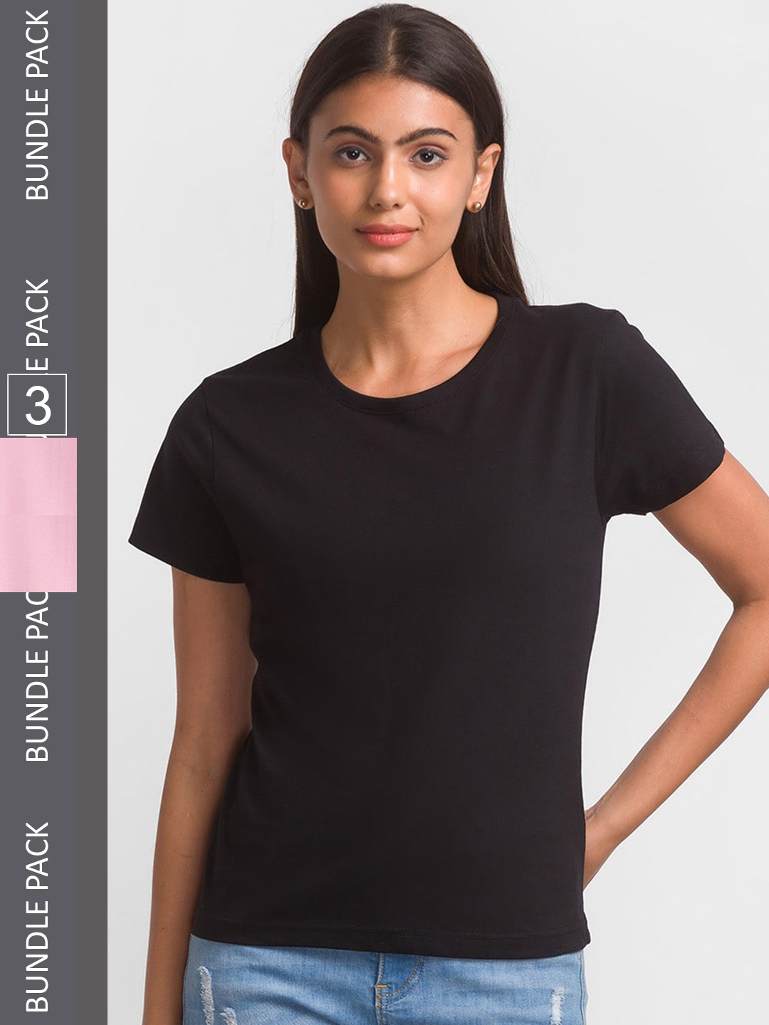 

FashionRack Women Pack Of 3 Cotton Lounge Tshirts, Black