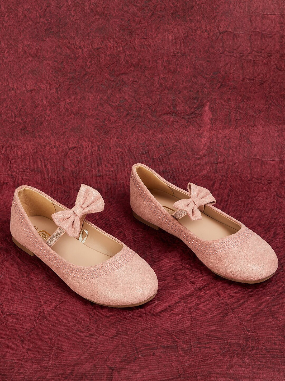

Fame Forever by Lifestyle Pink Embellished Ballerinas with Bows Flats