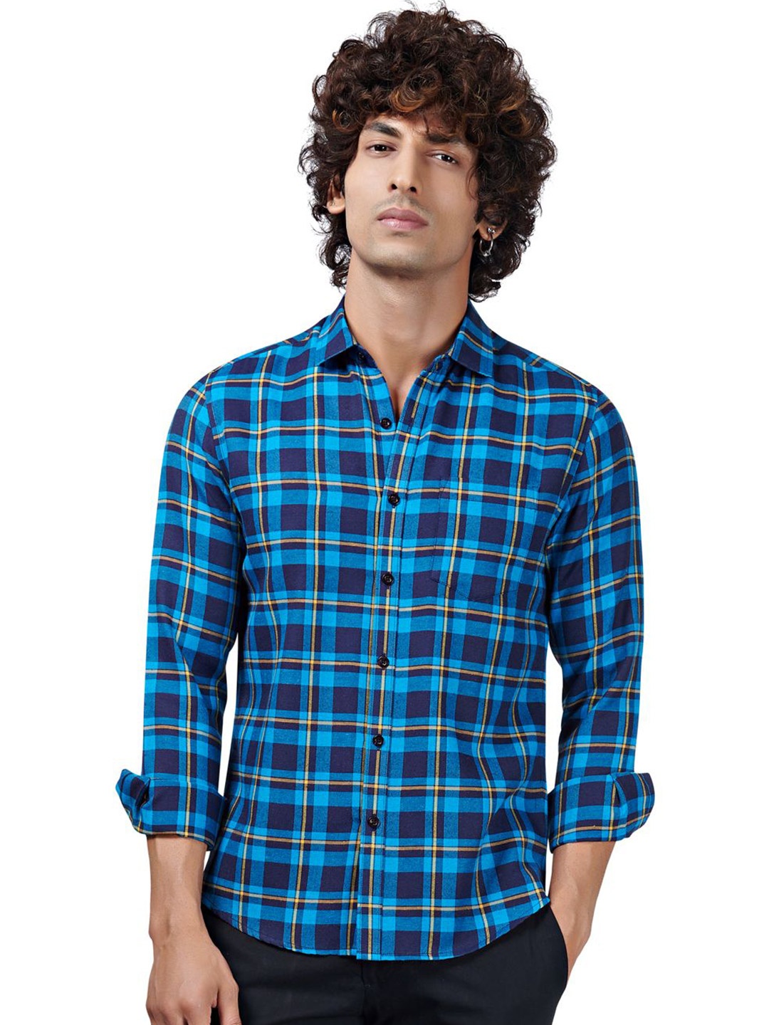 

VASTRADO Men Comfort Checked Casual Shirt, Blue
