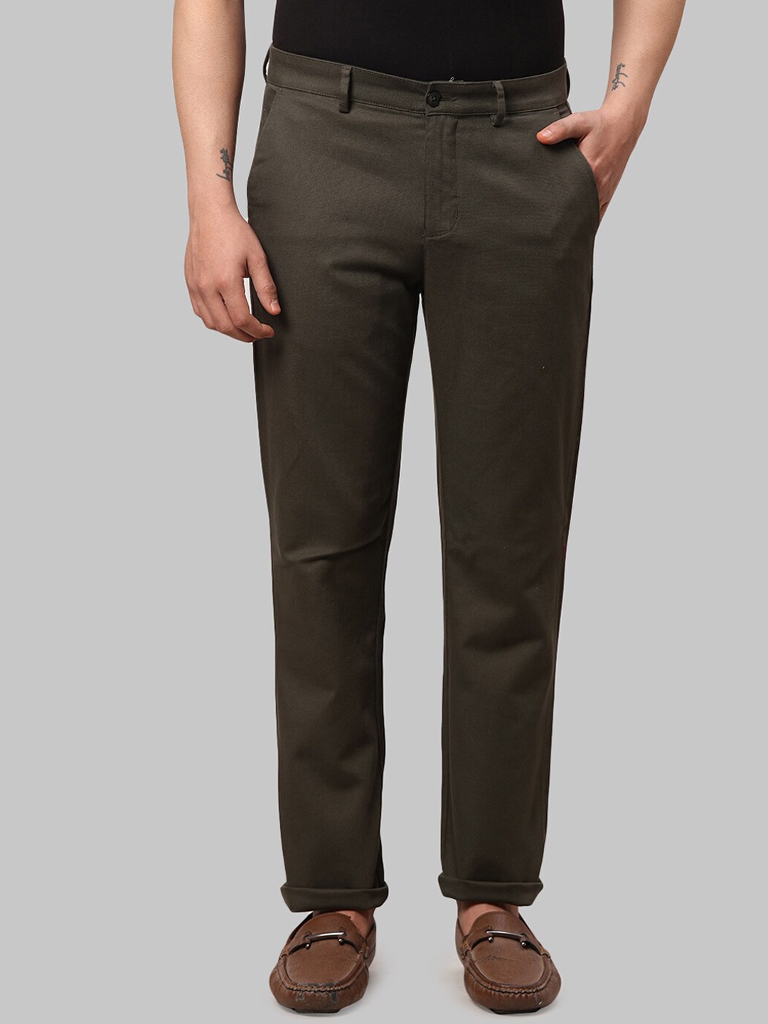 

Park Avenue Men Green Cotton Causal Trousers