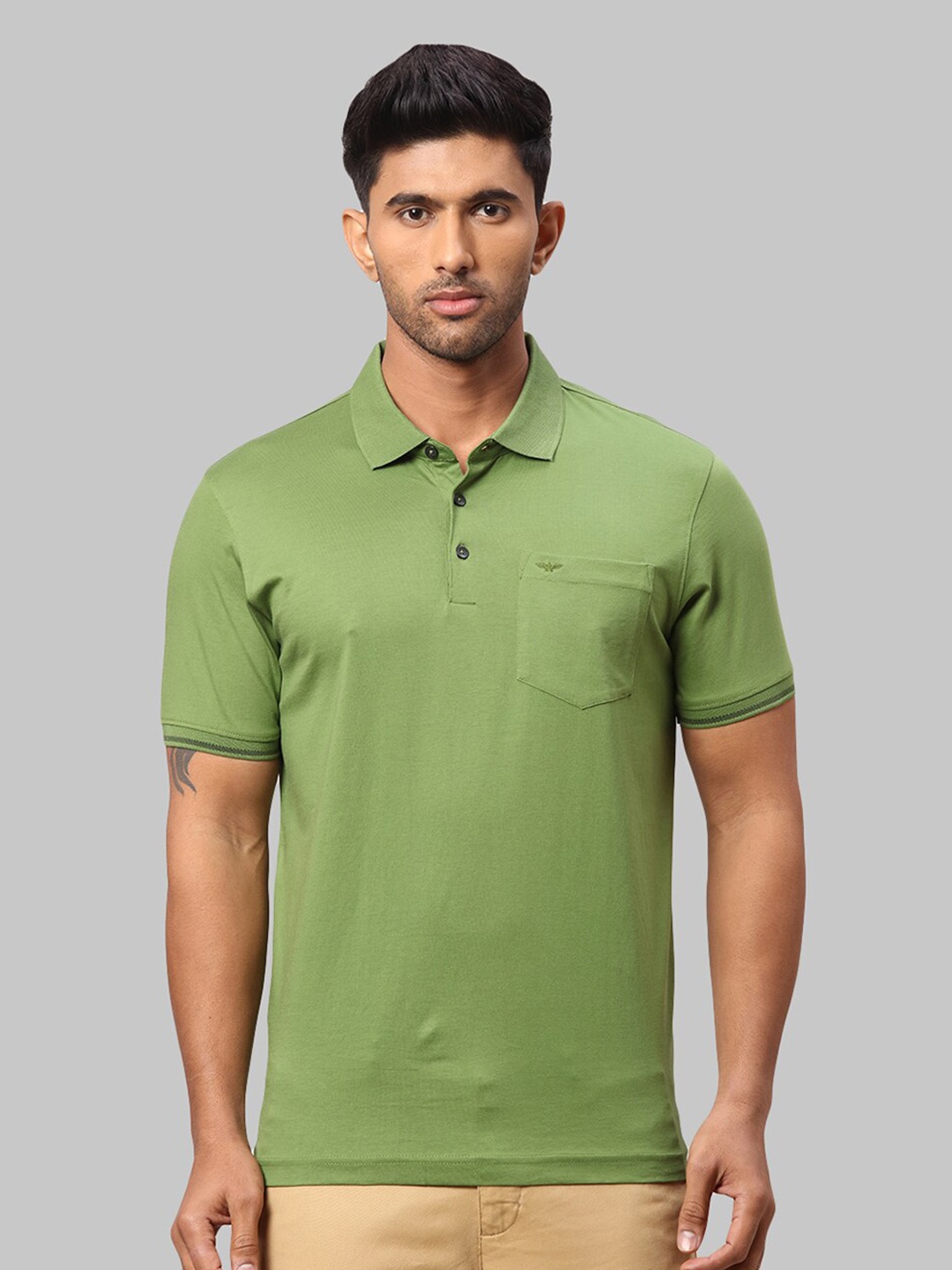 

Park Avenue Men Polo Collar Slim Fit Cotton T-shirt, Green