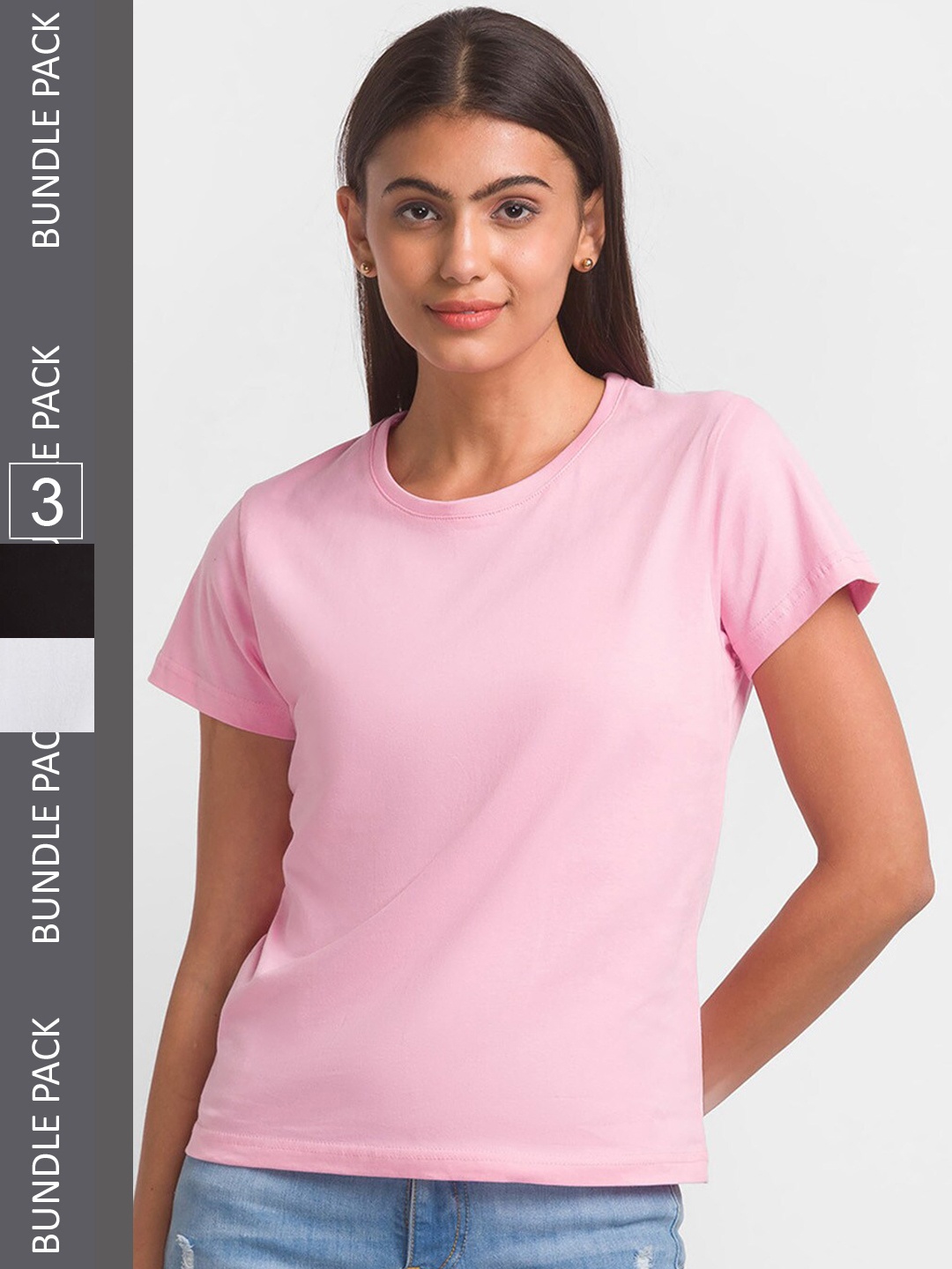 

FashionRack Women Pack Of 3 Cotton Lounge T-Shirt, Black