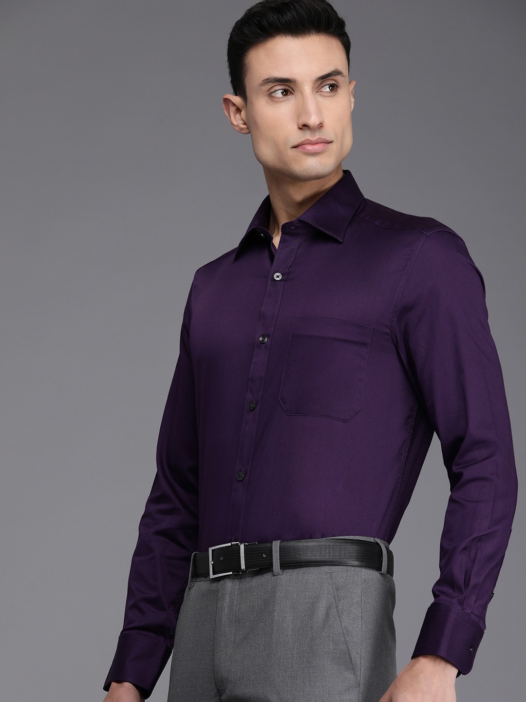 

Louis Philippe Men Solid Classic Formal Shirt, Purple