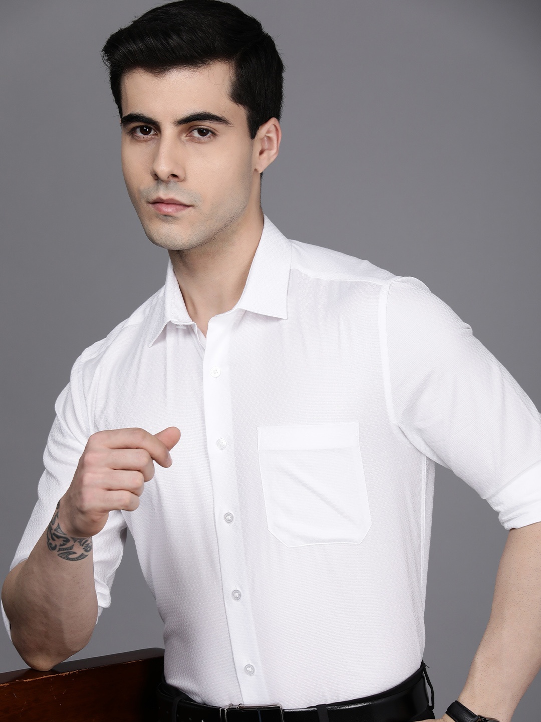 

Louis Philippe Men Pure Cotton Slim Fit Formal Shirt, White