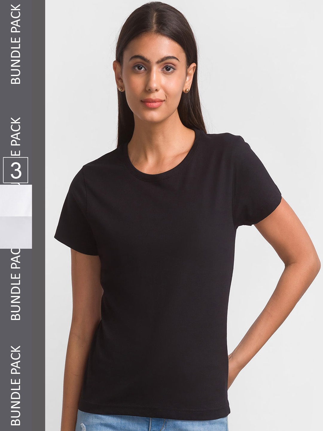 

FashionRack Women Pack Of 3 Cotton Lounge T-Shirt, Black