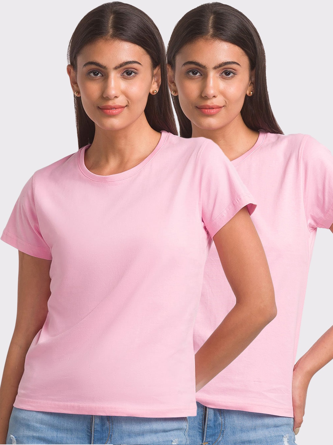

FashionRack Women Pack Of 2 Cotton Lounge Tshirt, Pink
