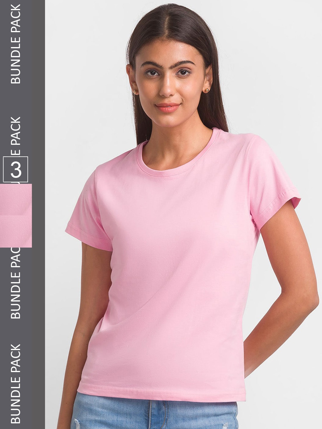

FashionRack Women Pink Cotton T-shirt Pack of 3