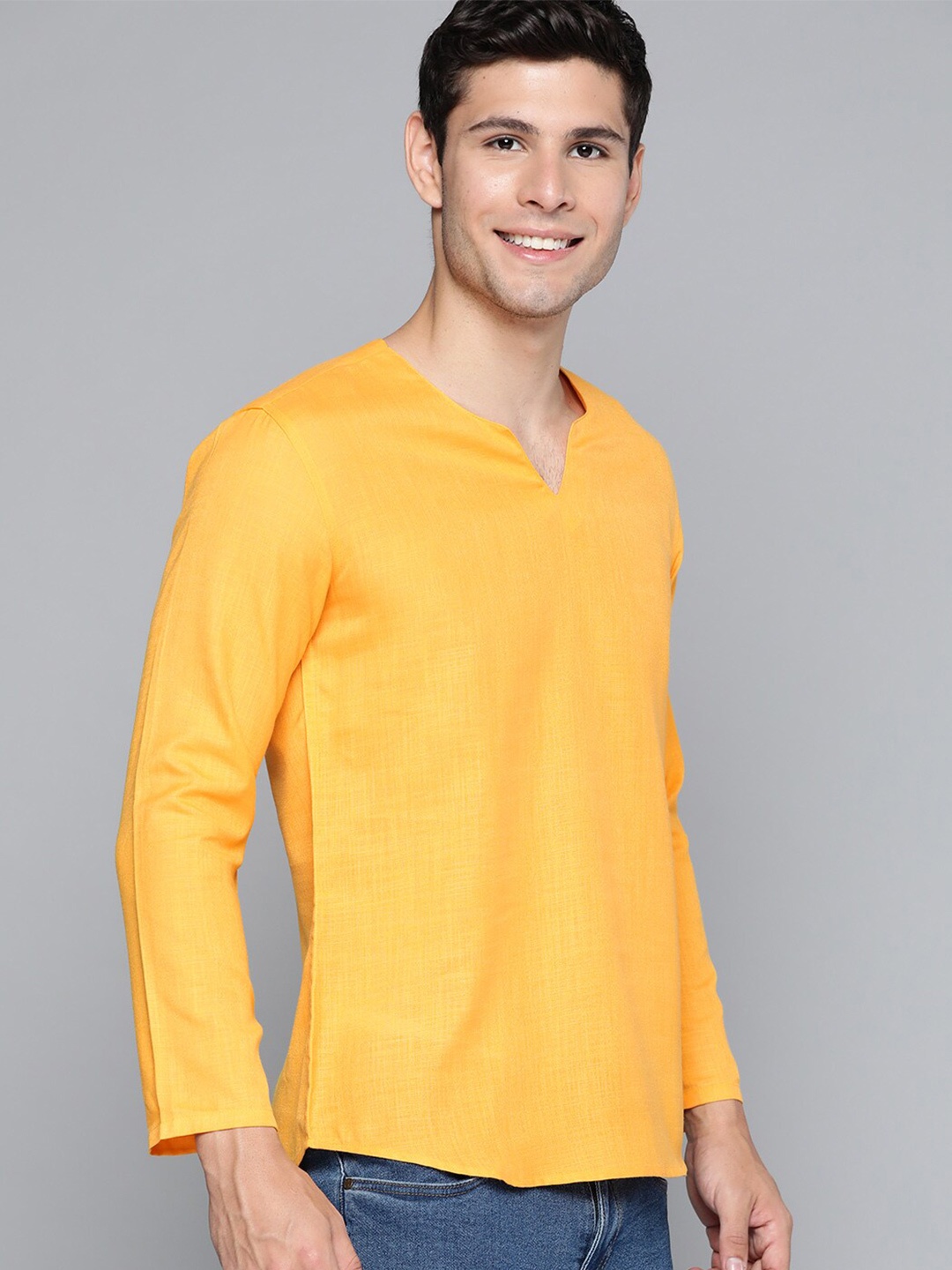 

HERE&NOW Men Cotton T-shirt, Mustard