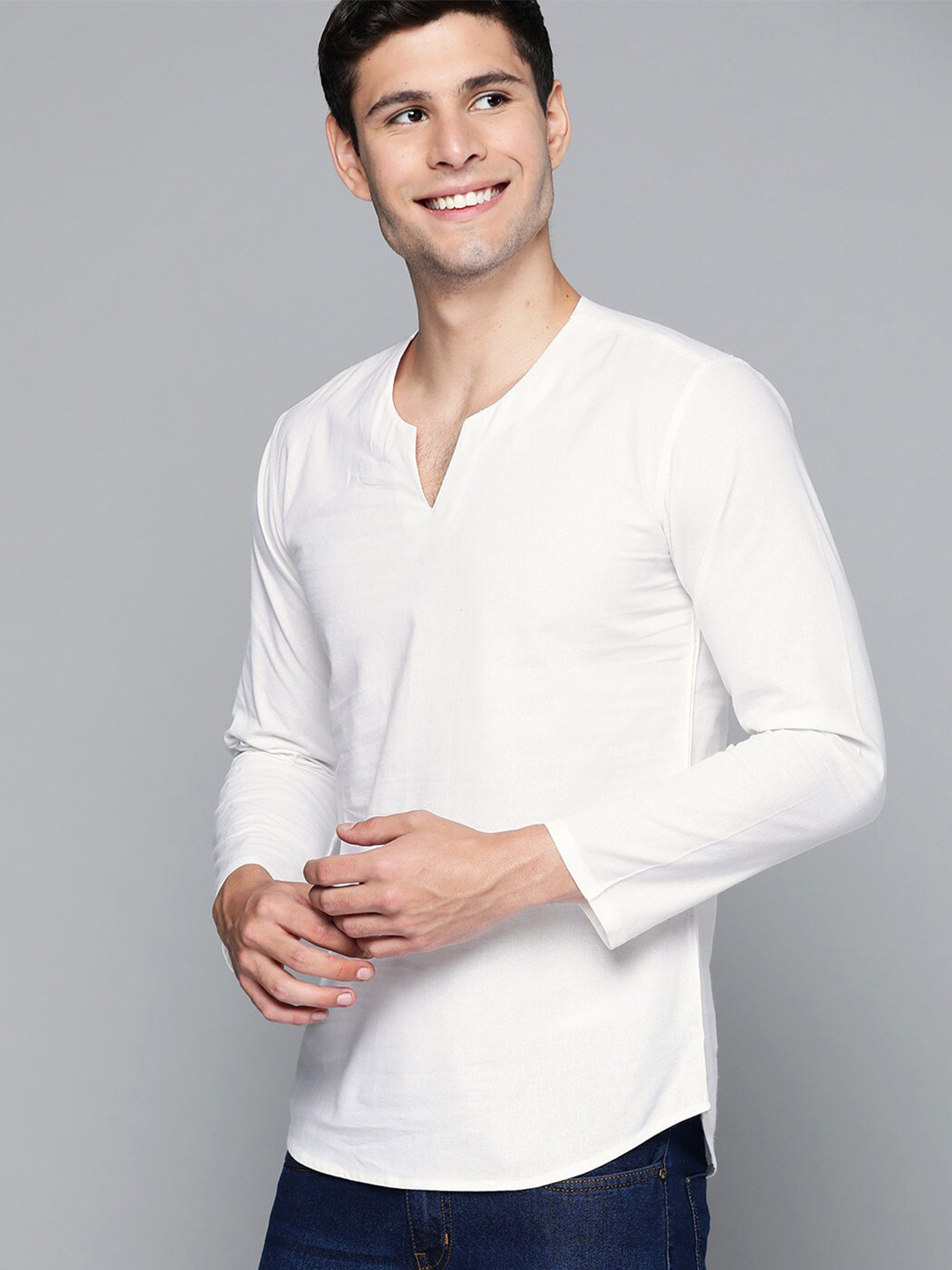 

HERE&NOW Men Cotton T-shirt, White