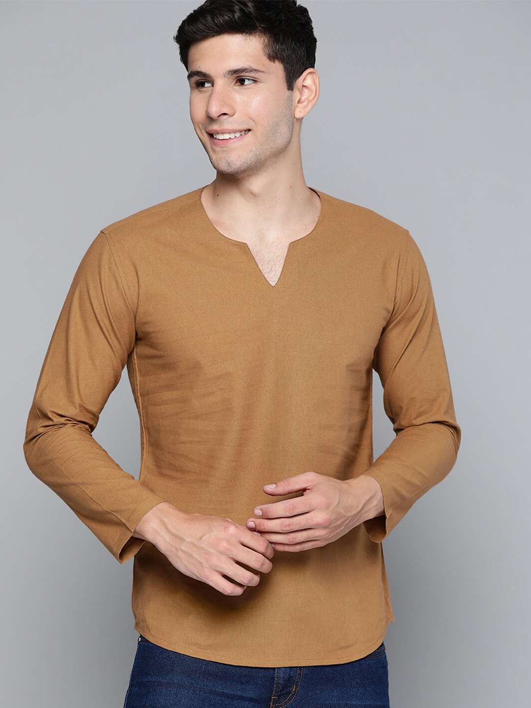 

HERE&NOW Men Cotton T-shirt, Brown
