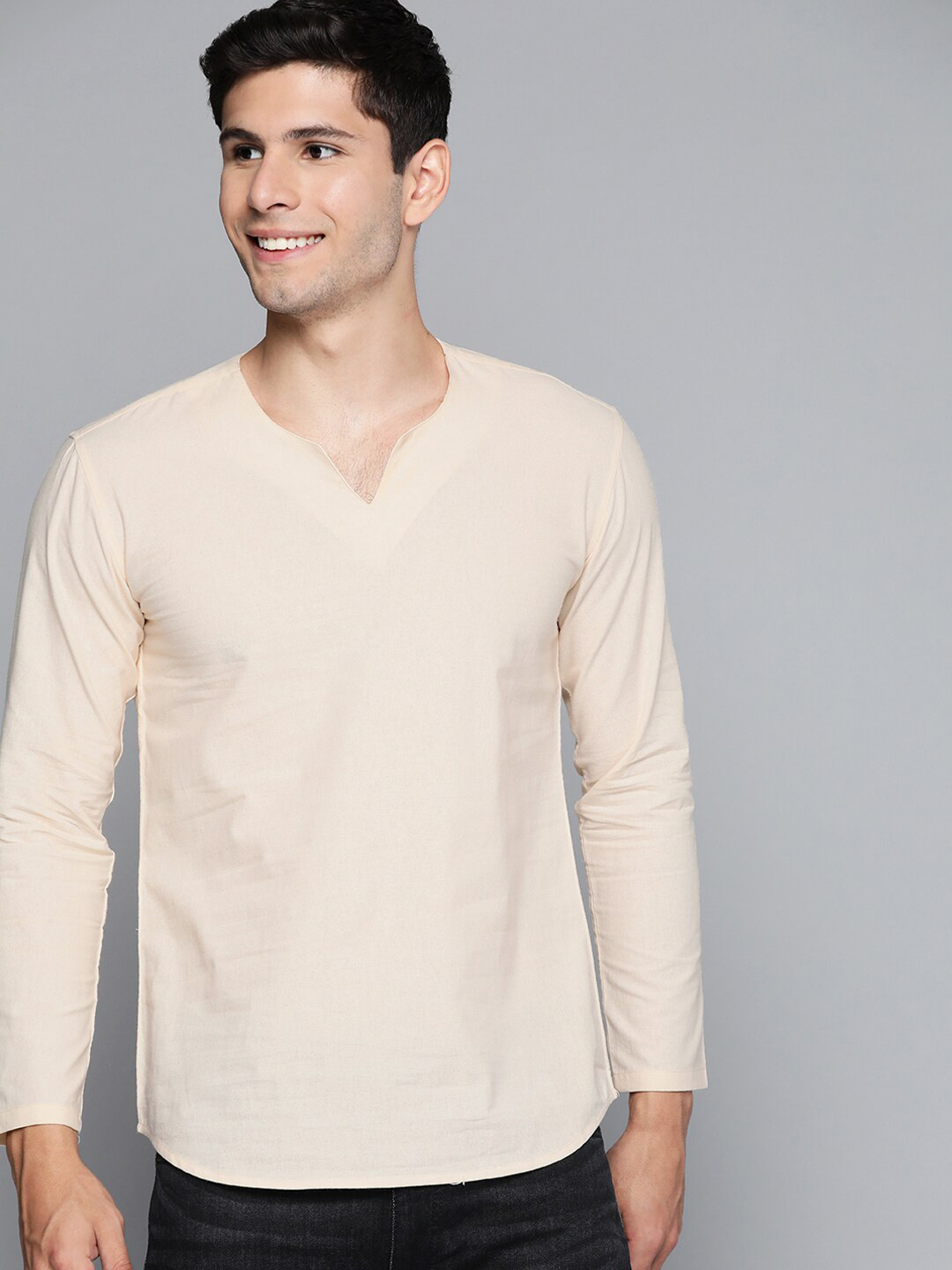 

HERE&NOW Men Cotton T-shirt, Cream