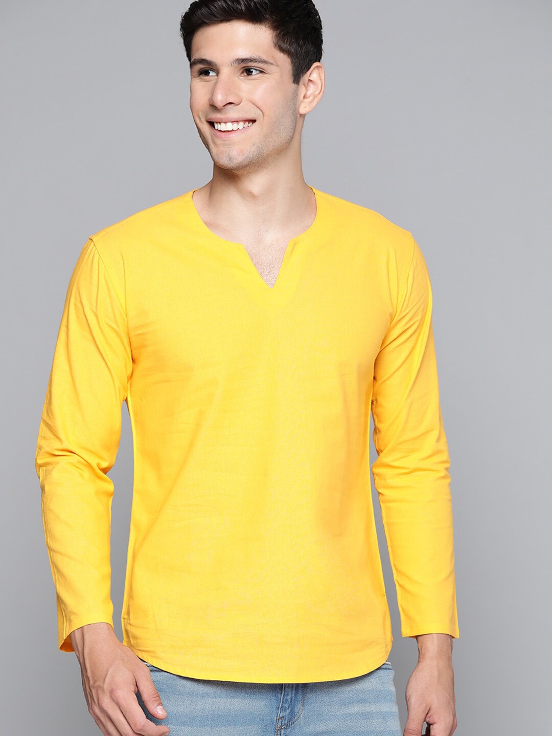

HERE&NOW Men Cotton T-shirt, Yellow