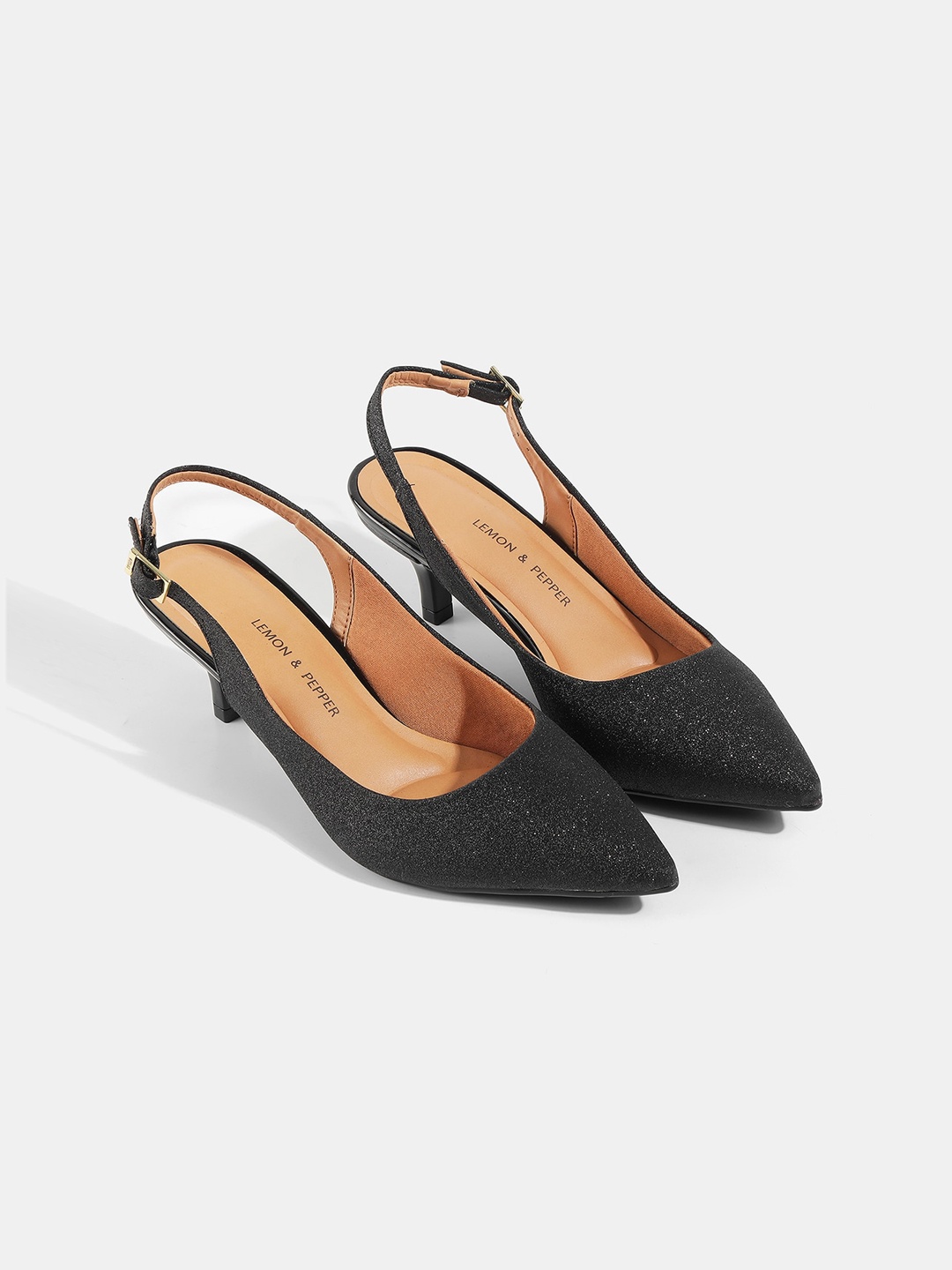 

LEMON & PEPPER Women Party Kitten Pumps, Black