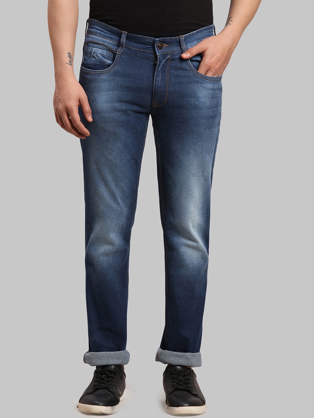 

Parx Men Tapered Fit Heavy Fade Jeans, Blue