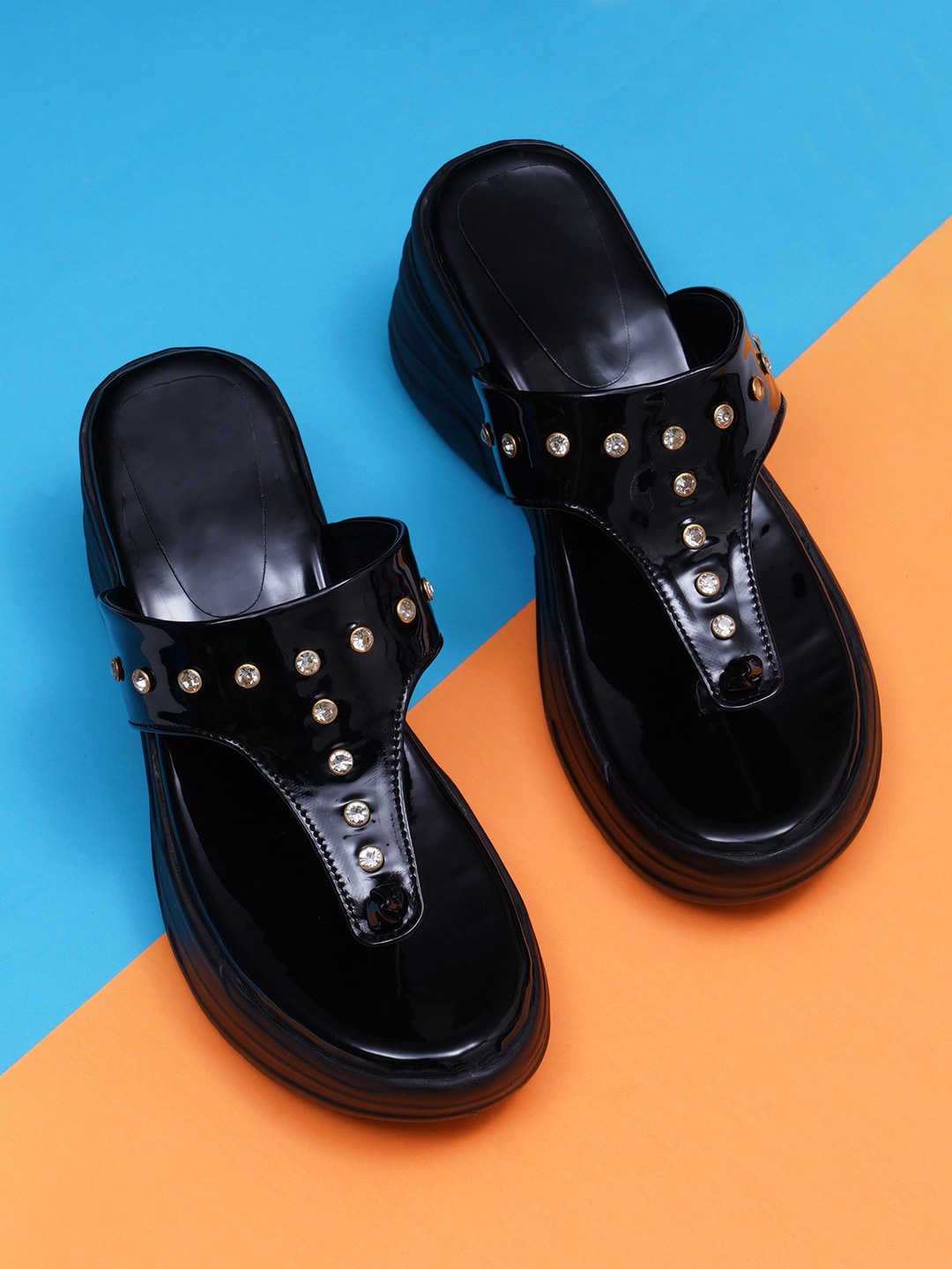 

Misto Women Embellished Flatform Heels, Black