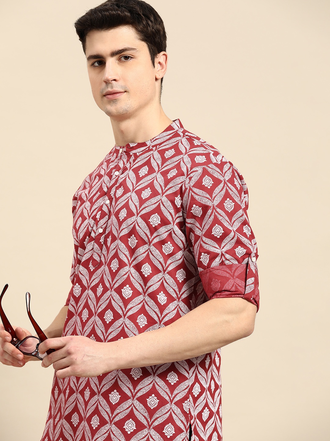 

Anouk Men Ethnic Motifs Printed Kurta, Maroon