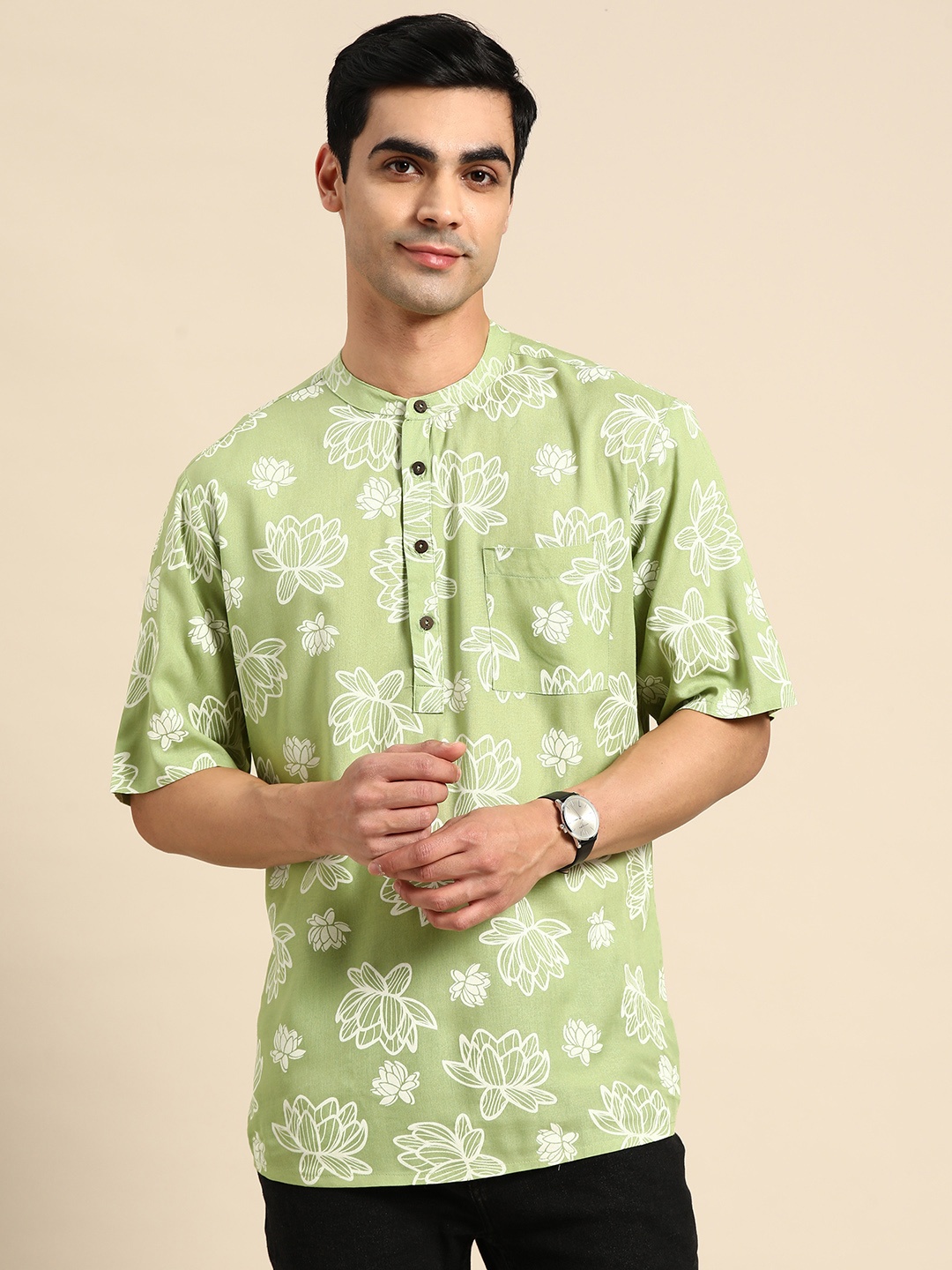

Anouk Floral Printed Floral Kurta, Green