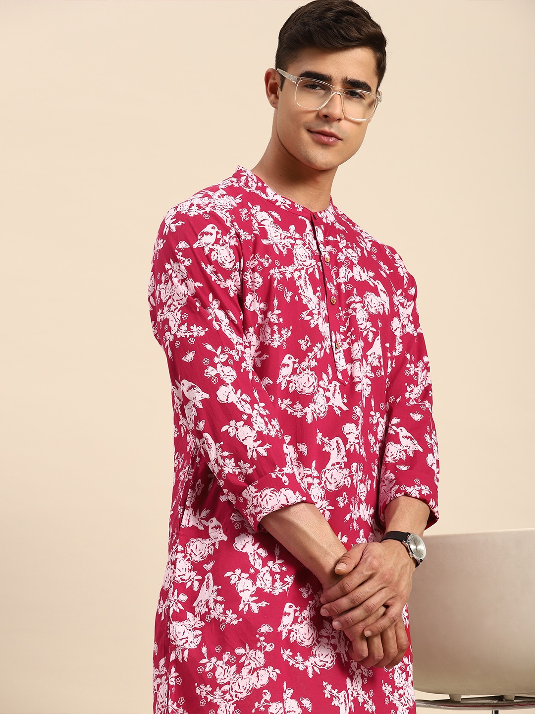 

Anouk Ethnic Motifs Printed Pure Cotton Kurta, Magenta