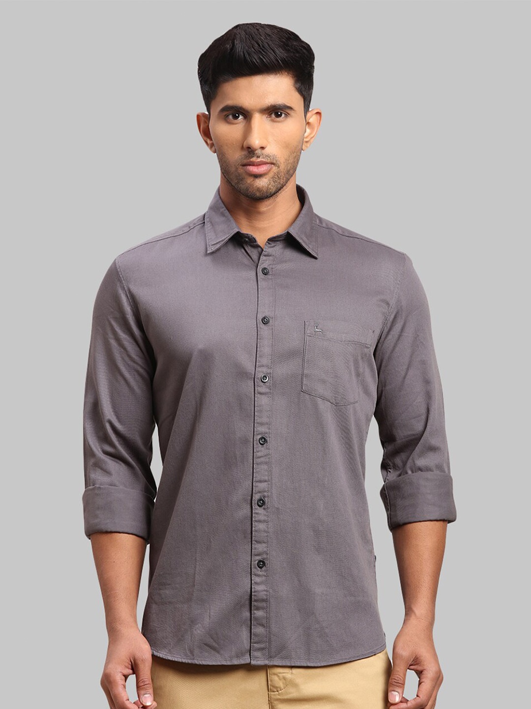 

Parx Men Slim Fit Cotton Casual Shirt, Grey