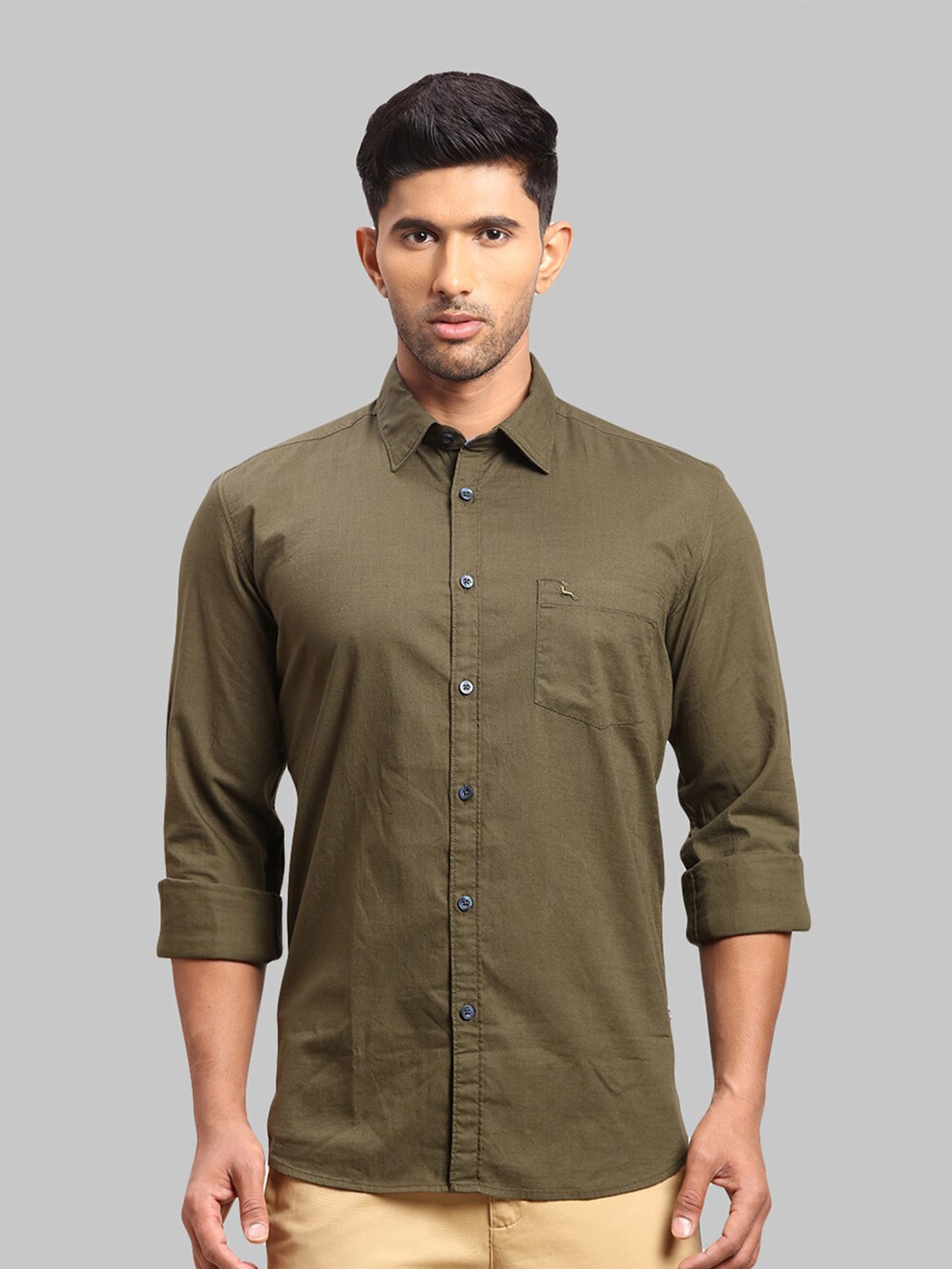 

Parx Men Slim Fit Cotton Casual Shirt, Green