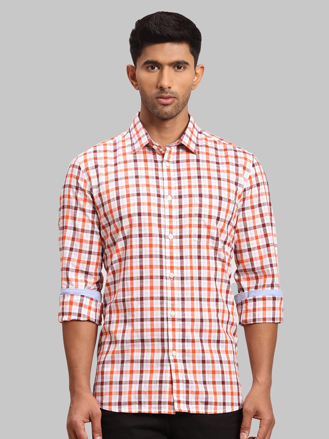 

Parx Men Slim Fit Cotton Checked Casual Shirt, White