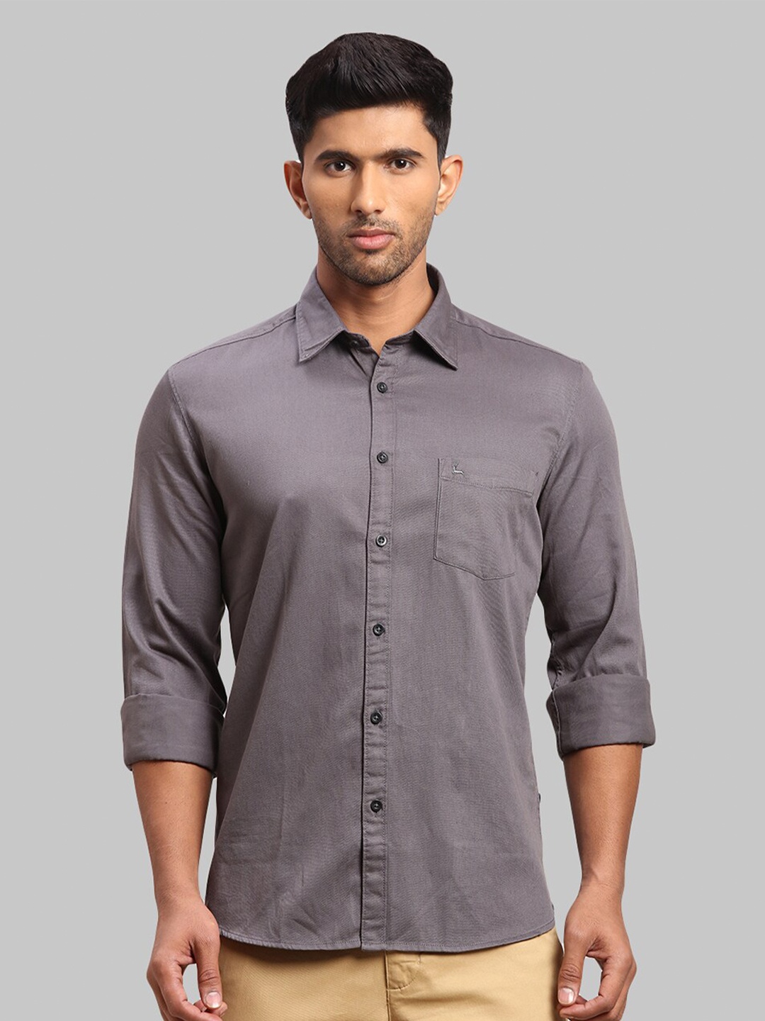 

Parx Men Slim Fit Cotton Casual Shirt, Grey