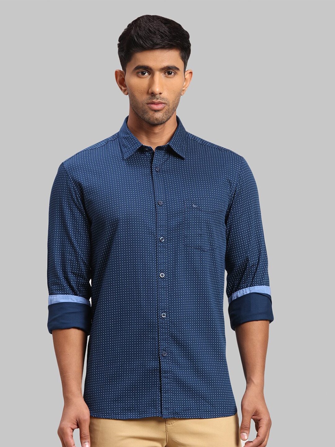 

Parx Men Slim Fit Cotton Printed Casual Shirt, Blue